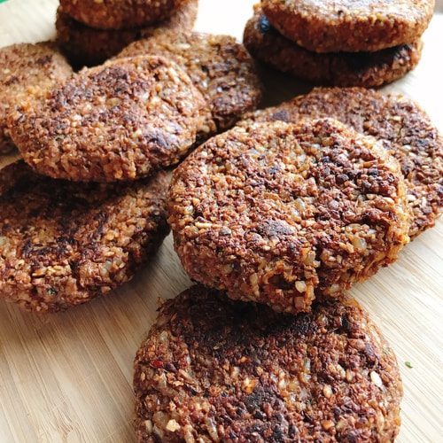 Sprouted lentil, walnut and brown rice burgers - Lovingly Plantbased